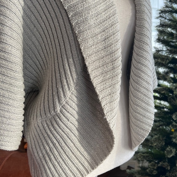 Chico's Light Gray Ribbed Sweater Shrug - Picture 4 of 8